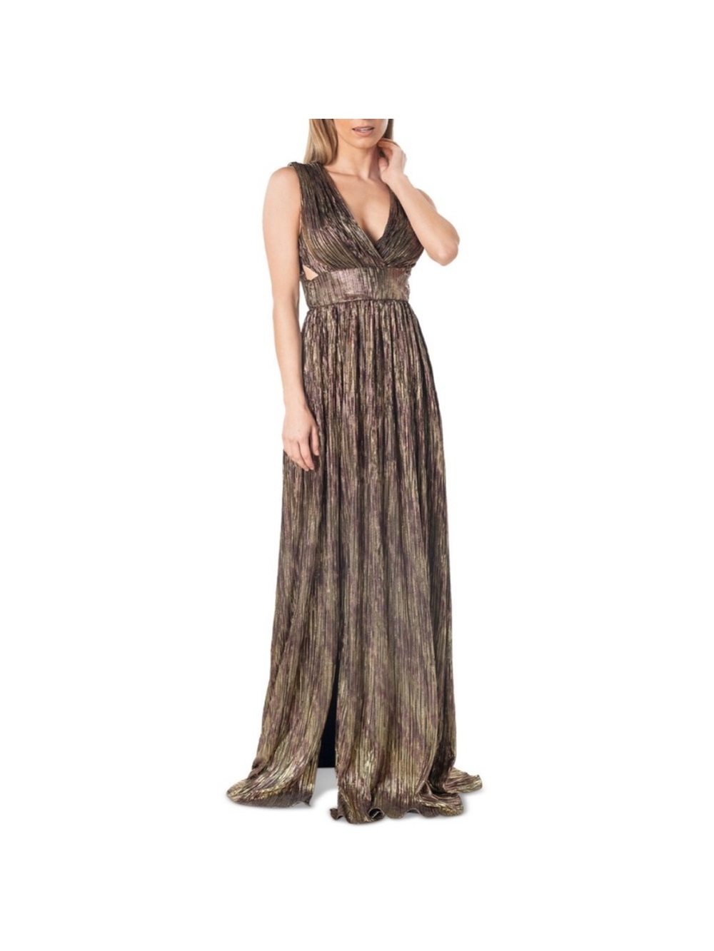Dress the Population Auli Metallic Gold Black Gown Women’s XS Formal Prom Gala